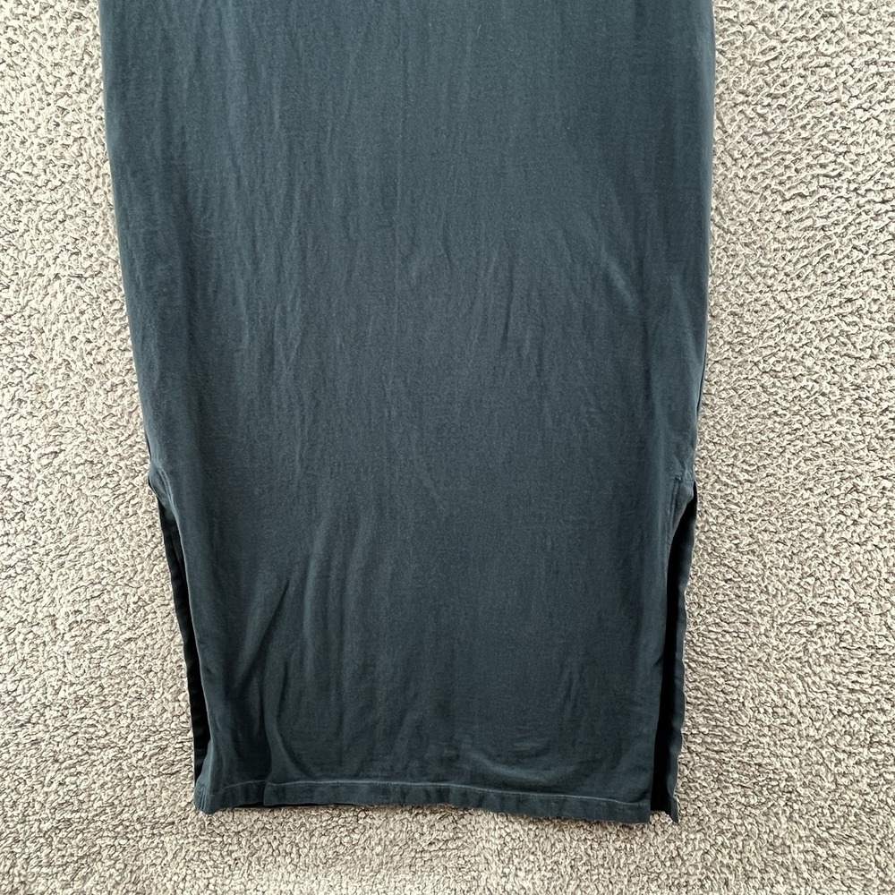American Giant Dress Women Small Green Cotton Casual T Shirt Side Slit Long Midi - Picture 3 of 11